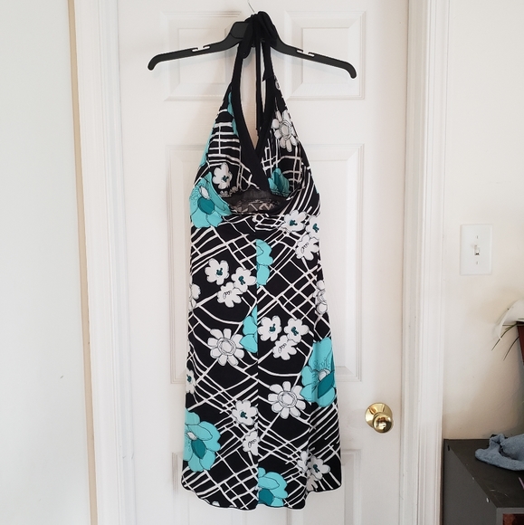 Candie's Halter Summer Dress - Teal & Black - Picture 2 of 4